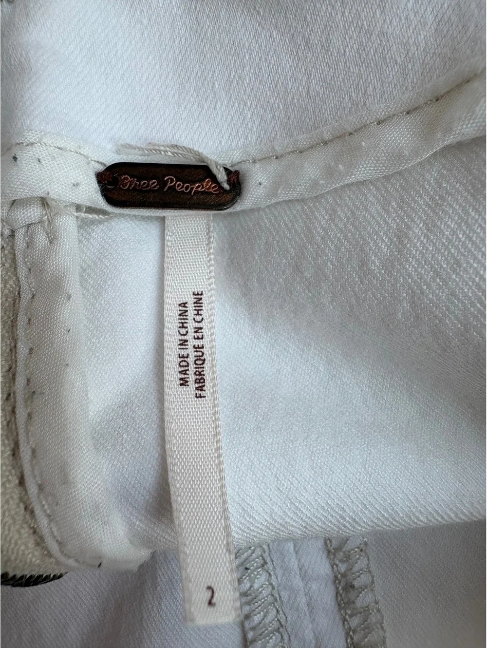 Free People Women's White Denim Mini Skirt Size 2 with Back Zipper